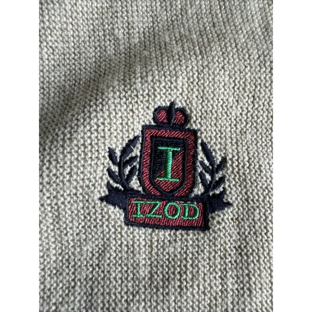 Vintage Izod Cardigan Men Sz XL Beige Button‎ Up Long Sleeve Made In USA Sweater